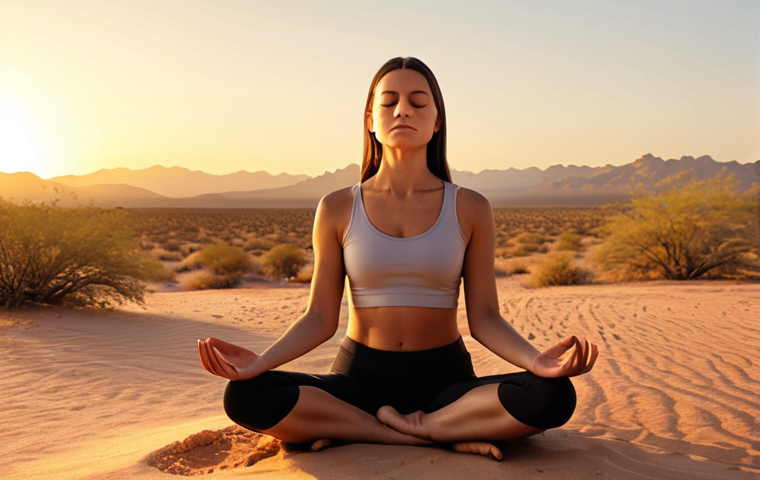 ** A person meditating in a serene desert landscape at sunrise. Soft, golden light illuminates their face. The overall feeling should be calm and aspirational, representing the beginning of a journey toward self-discovery and international yoga certification. Words like "passion" and "purpose" could be subtly incorporated visually.

**